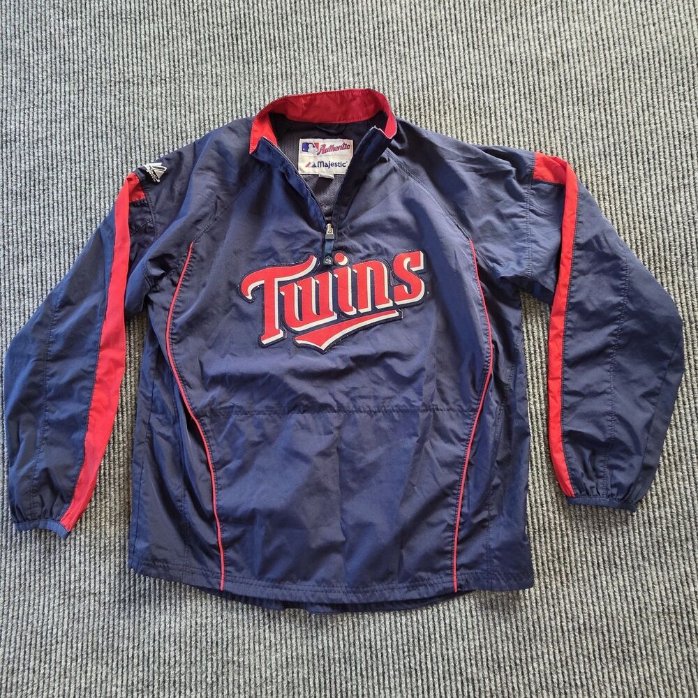 Vintage Majestic Minnesota Twins Windbreaker Jacket 1/4 Zip Pullover Men's Large